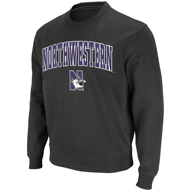 Men s Colosseum Charcoal Northwestern Wildcats Arch Logo Crew Neck Sweatshirt