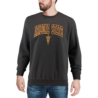 Men's Colosseum Charcoal Arizona State Sun Devils Arch & Logo Crew Neck Sweatshirt