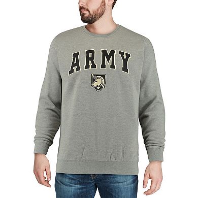Men's Colosseum Heather Gray Army Black Knights Arch & Logo Crew Neck Sweatshirt
