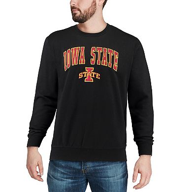 Men's Colosseum Black Iowa State Cyclones Arch & Logo Crew Neck Sweatshirt