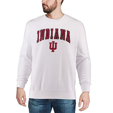 Men's Colosseum White Indiana Hoosiers Arch & Logo Crew Neck Sweatshirt