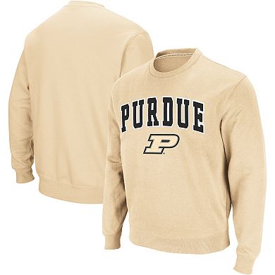 Men's Colosseum Gold Purdue Boilermakers Arch & Logo Crew Neck Sweatshirt
