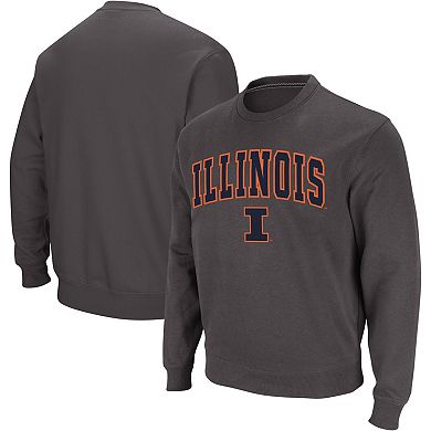 Men's Colosseum Charcoal Illinois Fighting Illini Arch & Logo Crew Neck Sweatshirt