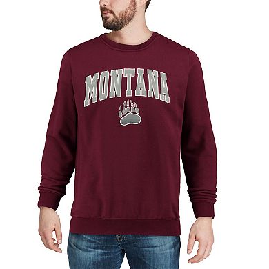 Men's Colosseum Maroon Montana Grizzlies Arch & Logo Crew Neck Sweatshirt