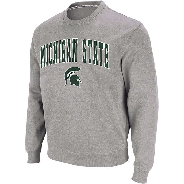 Men's Colosseum Heather Gray Michigan State Spartans Arch & Logo Crew ...