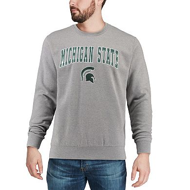 Men's Colosseum Heather Gray Michigan State Spartans Arch & Logo Crew ...