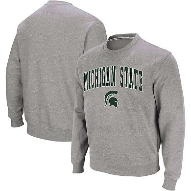 Men's Colosseum Heather Gray Michigan State Spartans Arch & Logo Crew ...