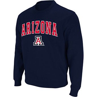 Men's Colosseum Navy Arizona Wildcats Arch & Logo Crew Neck Sweatshirt