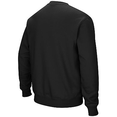 Men's Colosseum Black Northwestern Wildcats Arch & Logo Crew Neck Sweatshirt