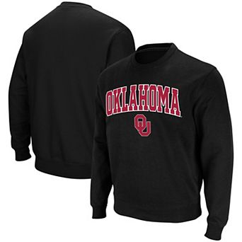 Men's Colosseum Black Oklahoma Sooners Arch & Logo Crew Neck Sweatshirt