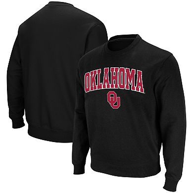 Men's Colosseum Black Oklahoma Sooners Arch & Logo Crew Neck Sweatshirt