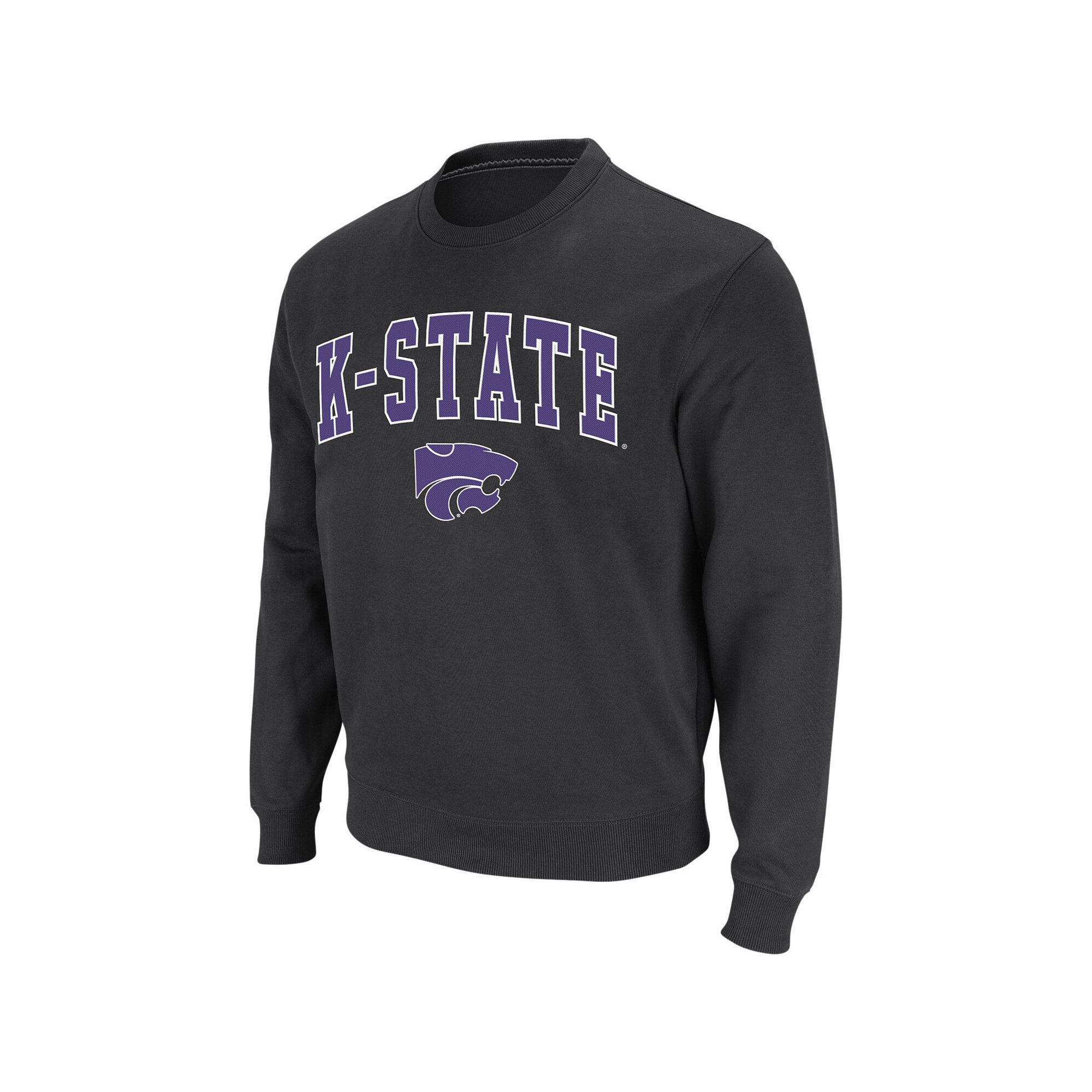 Mens Colosseum Charcoal Kansas State Wildcats Arch & Logo Crew Neck Sweats