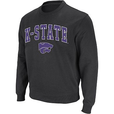 Men's Colosseum Charcoal Kansas State Wildcats Arch & Logo Crew Neck Sweatshirt