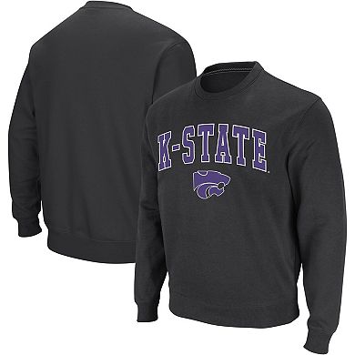 Men's Colosseum Charcoal Kansas State Wildcats Arch & Logo Crew Neck Sweatshirt