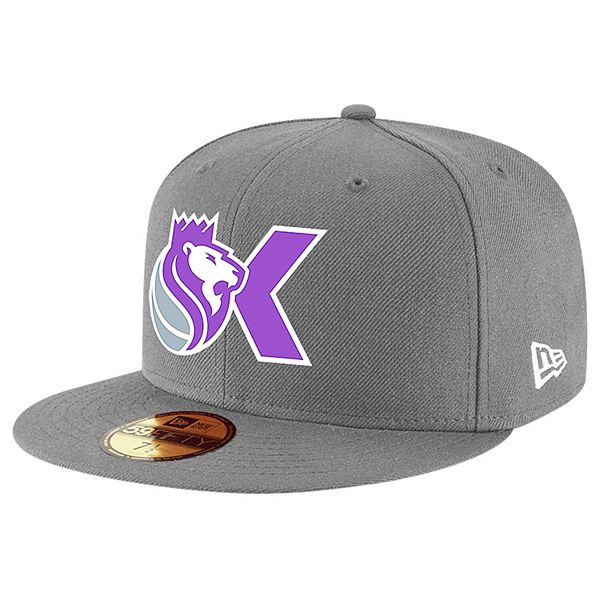 Men's New Era Gray Sacramento Kings Team Logo Back Half Series 59FIFTY ...