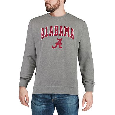 Men's Colosseum Heathered Gray Alabama Crimson Tide Arch & Logo Crew Neck Sweatshirt