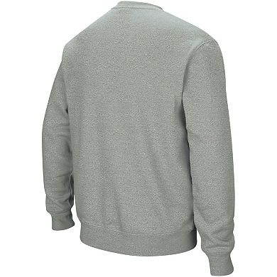 Men's Colosseum Heather Gray Virginia Tech Hokies Arch & Logo Crew Neck Sweatshirt