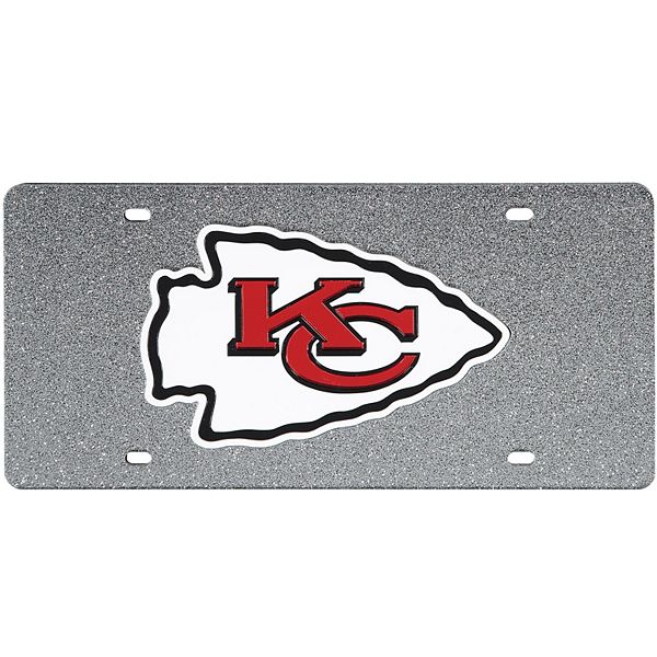 Kansas City Chiefs Logo Glitter License Plate Silver