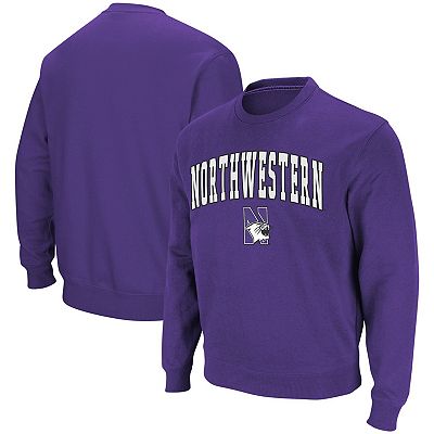 Men s Colosseum Purple Northwestern Wildcats Arch Logo Crew Neck Sweatshirt