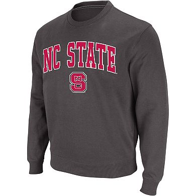 Men's Colosseum Charcoal NC State Wolfpack Arch & Logo Crew Neck Sweatshirt