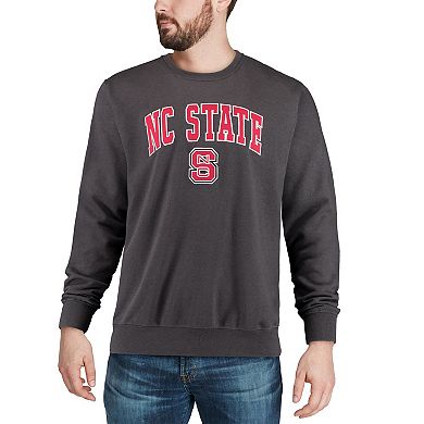 Men's Colosseum Charcoal NC State Wolfpack Arch & Logo Crew Neck Sweatshirt