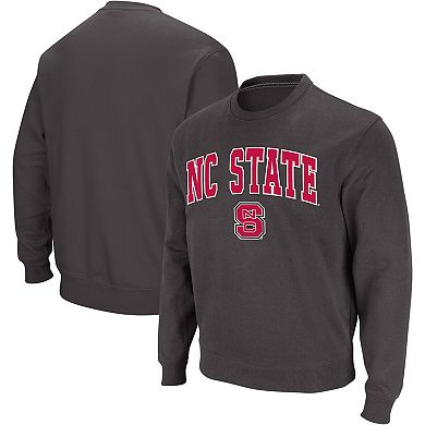 Men's Colosseum Charcoal NC State Wolfpack Arch & Logo Crew Neck Sweatshirt