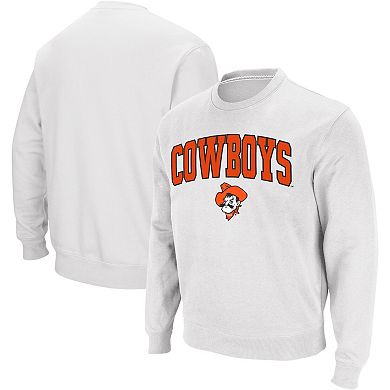 Men's Colosseum White Oklahoma State Cowboys Arch & Logo Crew Neck Sweatshirt