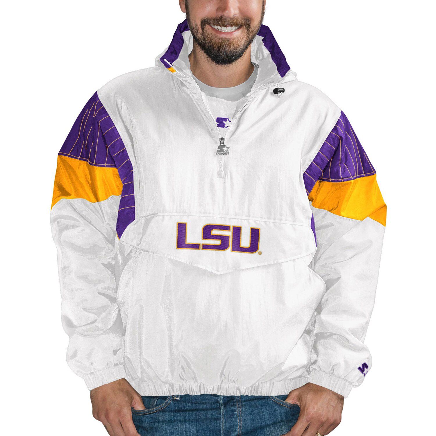 white lsu windbreaker