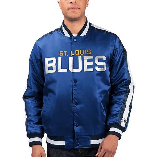 Men's Starter Blue St. Louis Blues O-Line Varsity Full-Snap Jacket
