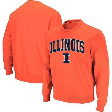 Men's Colosseum Orange Illinois Fighting Illini Arch & Logo Crew Neck Sweatshirt
