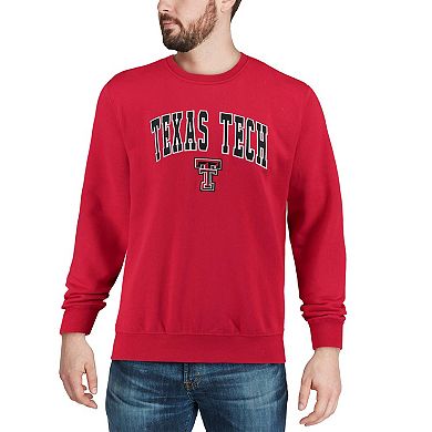 Men's Colosseum Red Texas Tech Red Raiders Arch & Logo Crew Neck Sweatshirt