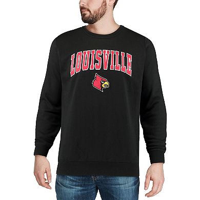 Men's Colosseum Black Louisville Cardinals Arch & Logo Crew Neck Sweatshirt