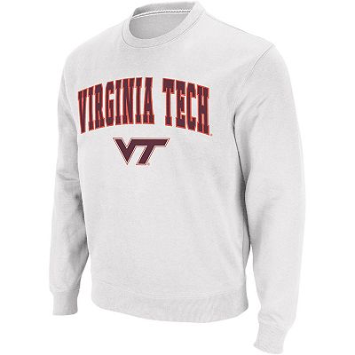 Men's Colosseum White Virginia Tech Hokies Arch & Logo Crew Neck Sweatshirt