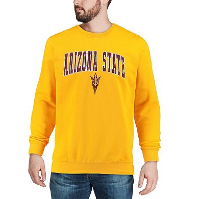 Men's Colosseum Gold Arizona State Sun Devils Arch & Logo Crew Neck Sweatshirt