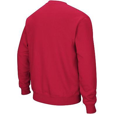 Men's Colosseum Red Utah Utes Arch & Logo Crew Neck Sweatshirt