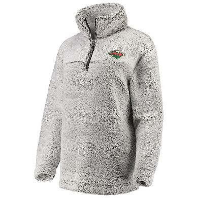 Women's G-III 4Her by Carl Banks Gray Minnesota Wild Sherpa Quarter-Zip Pullover Jacket