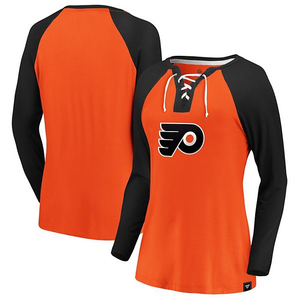 Philadelphia Flyers Fanatics Branded Women's Lace-Up Jersey T-Shirt - Black