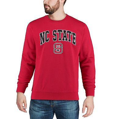 Men's Colosseum Red NC State Wolfpack Arch & Logo Crew Neck Sweatshirt