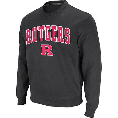 Men's Colosseum Charcoal Rutgers Scarlet Knights Arch & Logo Crew Neck ...