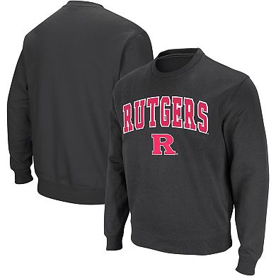 Men's Colosseum Charcoal Rutgers Scarlet Knights Arch & Logo Crew Neck Sweatshirt