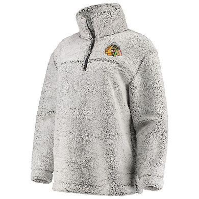Women's G-III 4Her by Carl Banks Gray Chicago Blackhawks Sherpa Quarter-Zip Pullover Jacket