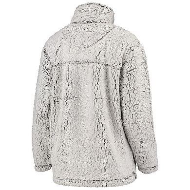 Women's G-III 4Her by Carl Banks Gray Chicago Blackhawks Sherpa Quarter-Zip Pullover Jacket