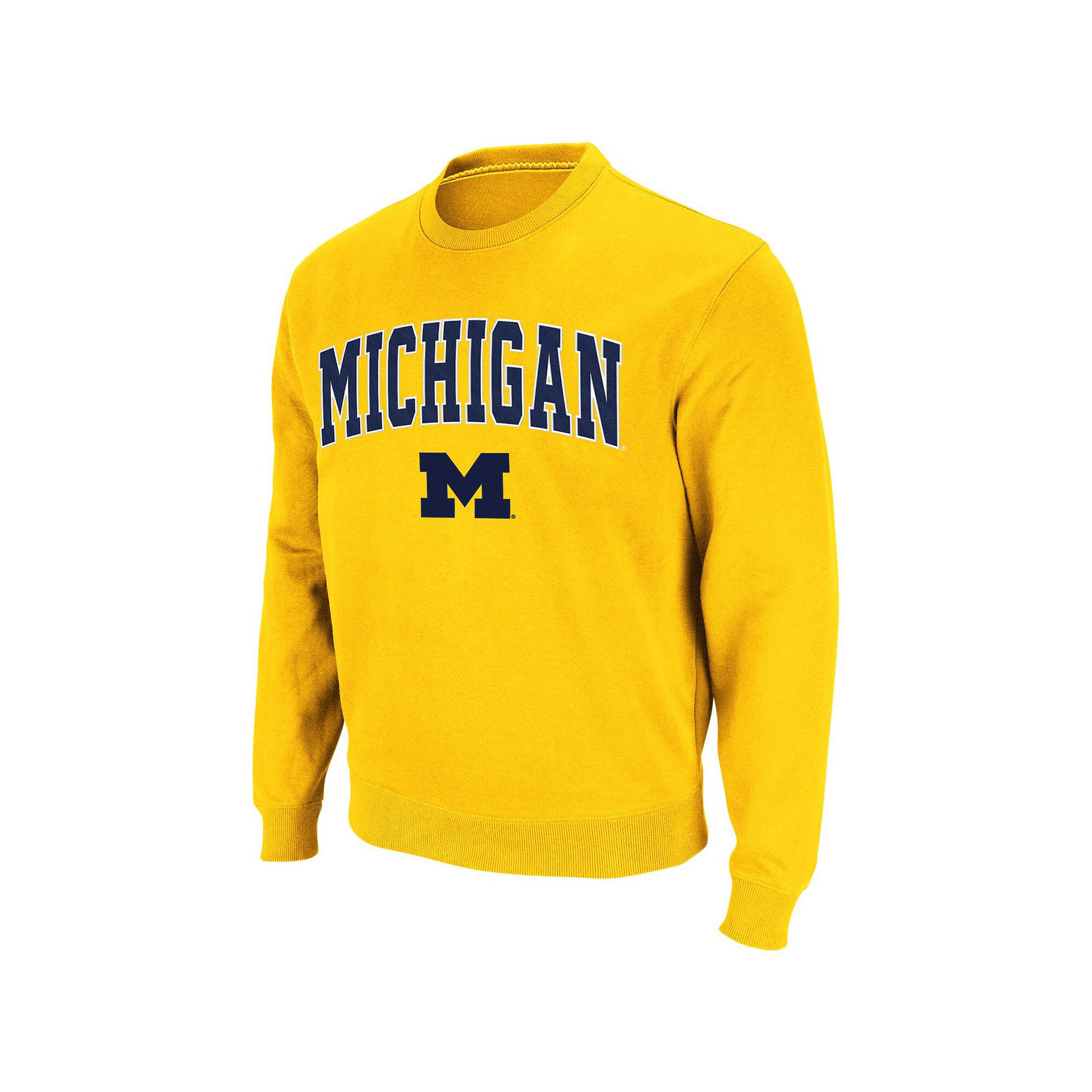 Mens Colosseum Maize Michigan Wolverines Arch & Logo Crew Neck Sweatshirt,