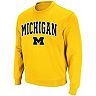 Men's Colosseum Maize Michigan Wolverines Arch & Logo Crew Neck Sweatshirt