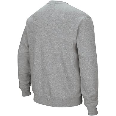 Men's Colosseum Heather Gray Boise State Broncos Arch & Logo Crew Neck Sweatshirt