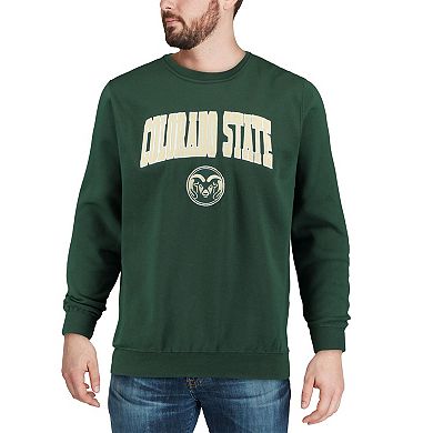 Men's Colosseum Green Colorado State Rams Arch & Logo Crew Neck Sweatshirt