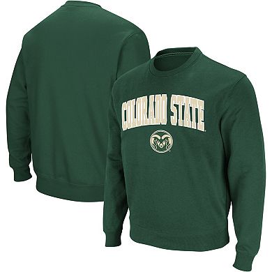 Men's Colosseum Green Colorado State Rams Arch & Logo Crew Neck Sweatshirt