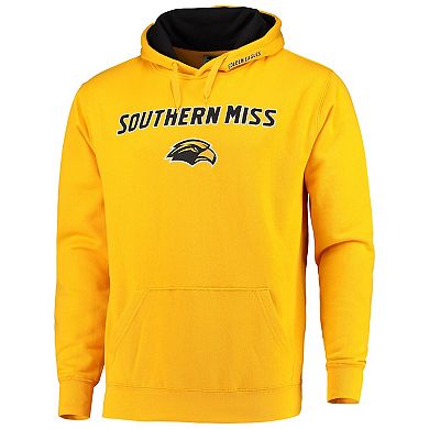 Men's Colosseum Gold Southern Miss Golden Eagles Arch & Logo Pullover Hoodie