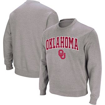 Men's Colosseum Heather Gray Oklahoma Sooners Arch & Logo Crew Neck Sweatshirt