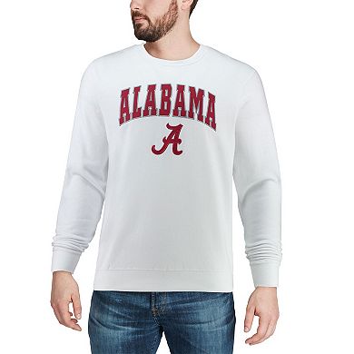 Men's Colosseum White Alabama Crimson Tide Arch & Logo Crew Neck Sweatshirt
